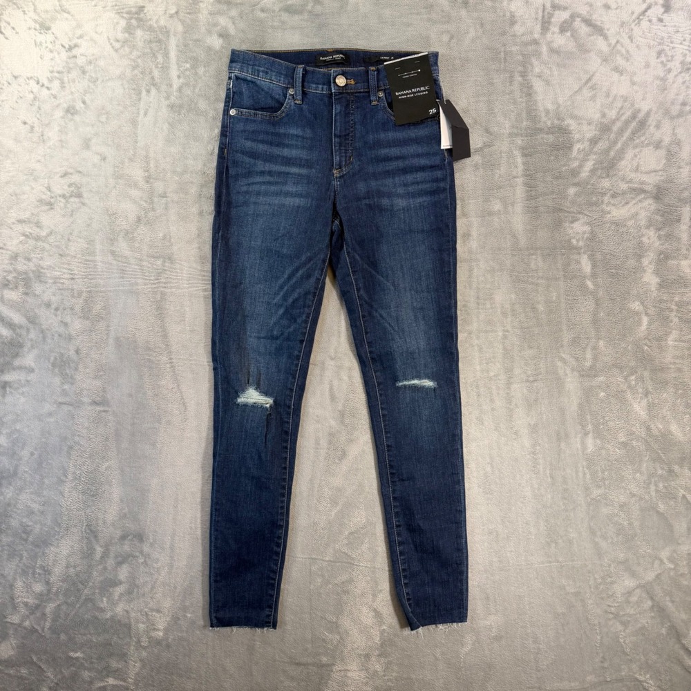 New Banana Republic High Rise Legging Womens Sz 25 Dark Blue Power Stretch Jeans